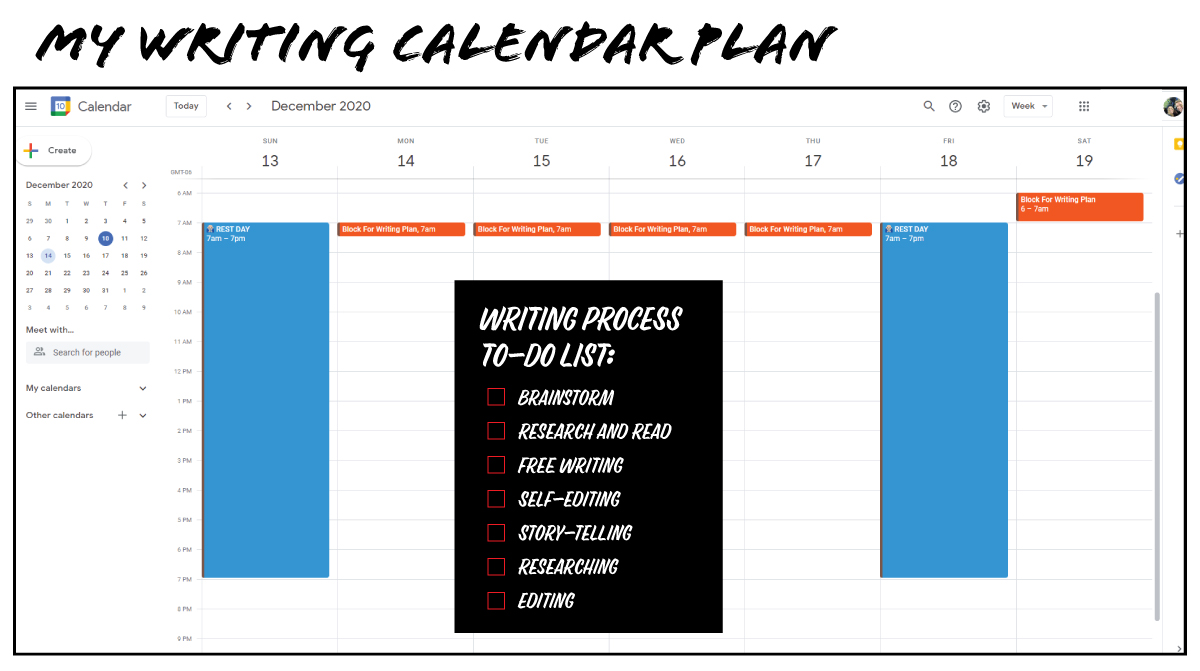 Example of Book Writing Calendar Plan